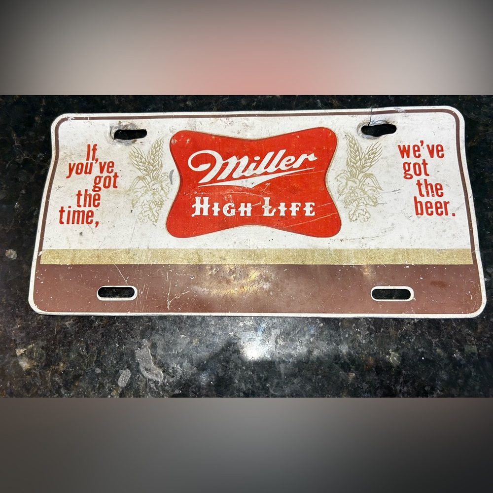 Vintage Miller Beer High Life License Plate / Car Tag